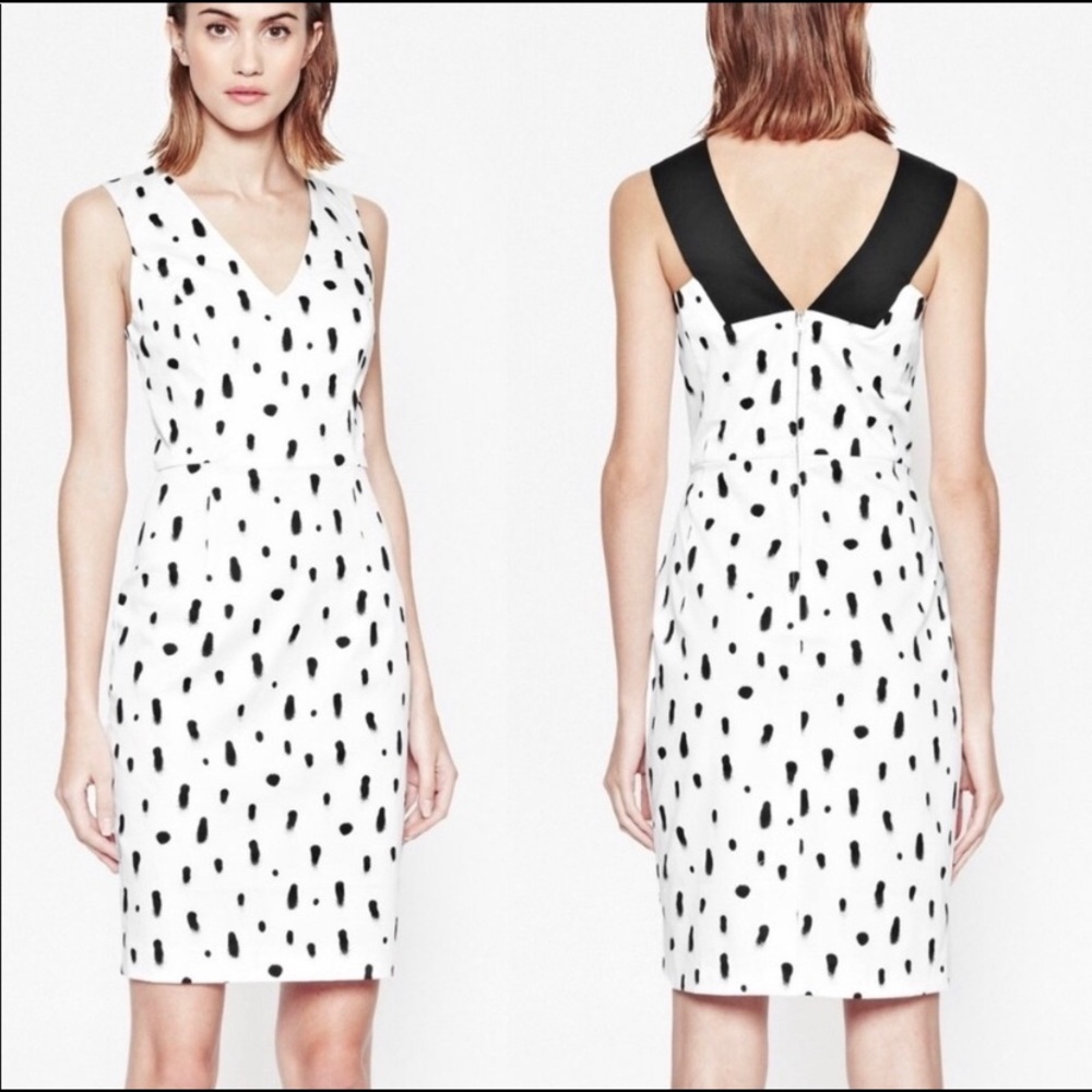 French Connection white dress with black spots.